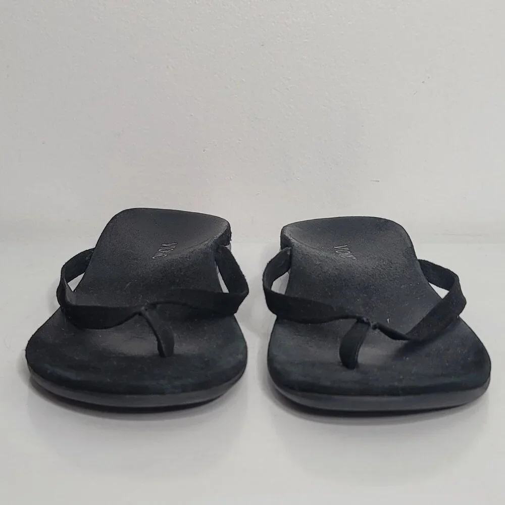 Vionic Orthaheel Womens 344 Corfu‎ Size 9 Black Velvet Thong Flip Flops Sandals